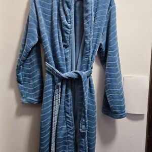 Cozy Blue Striped Bathrobe